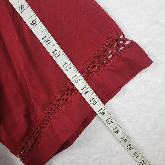 Bohemian Cardigan OS Kimono Sleeves Crotchet Open Front Burgundy Cover Up Casual - Picture 9 of 9